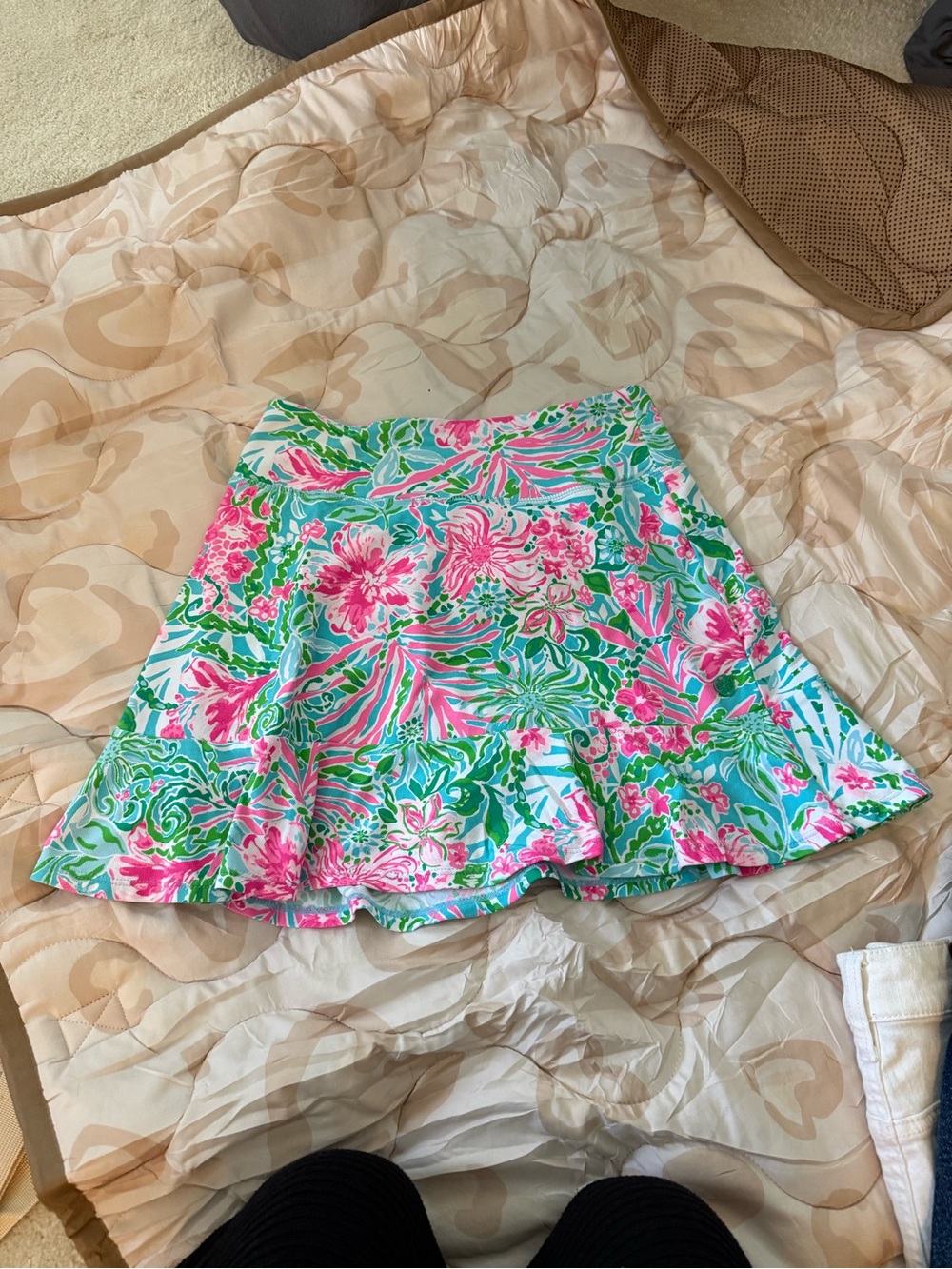 Lilly Pulitzer Pink & Green Floral Circle Skirt